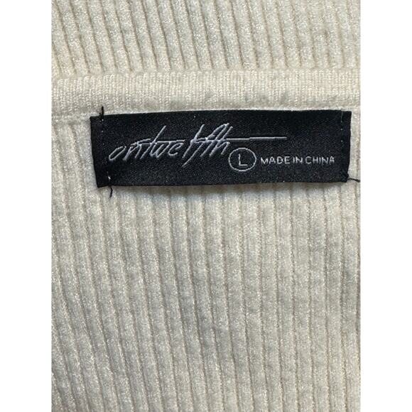 On Twelfth · Large · Ribbed Polka Dot Top · Sheer Sleeves · Square Neck · Cream - Picture 7 of 9